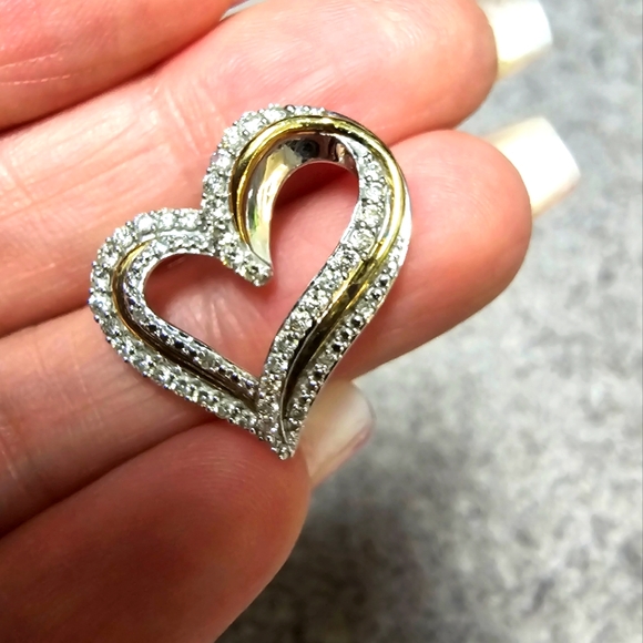 Diamond Heart Pendant Gold/Silver - Picture 1 of 3
